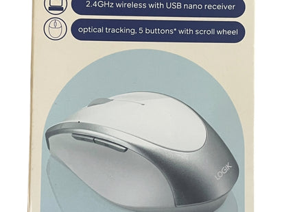 LOGIK Wireless Optical Mouse – 2.4GHz 1600 DPI Ergonomic Mouse White - USED