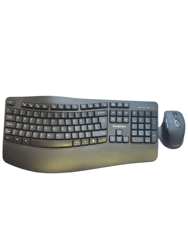 SANDSTROM Ergonomic Wireless Keyboard & Mouse Set – 2.4GHz, Optical Mouse - USED
