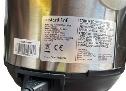Instant Pot Duo Mini 3L 7-in-1 Electric Pressure Cooker Multi Cooker 700W - USED