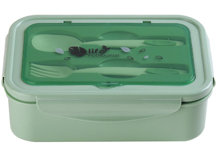 Bento Lunch Box 1100ml 3 Compartment Lunch Container with Spoon & Fork Blue