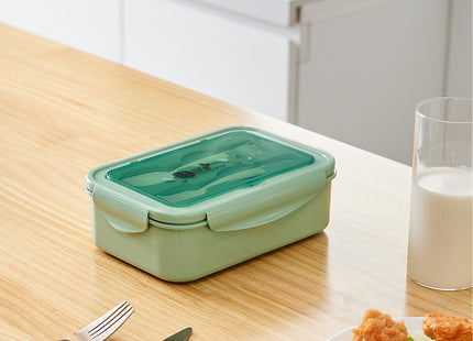 Bento Lunch Box 1100ml 3 Compartment Lunch Container with Spoon & Fork Blue