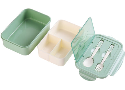 Bento Lunch Box 1100ml 3 Compartment Lunch Container with Spoon & Fork Blue