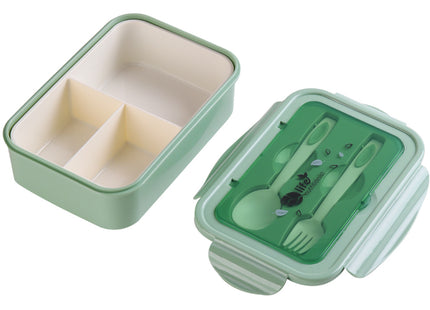 Bento Lunch Box 1100ml 3 Compartment Lunch Container with Spoon & Fork Blue
