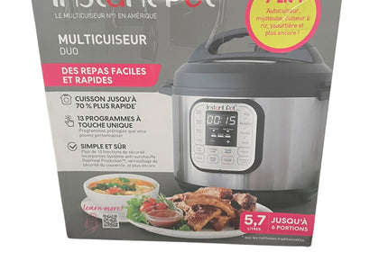 Instant Pot Duo 7-in-1 5.7L Electric Multi-Cooker 1000W – Stainless Steel - USED