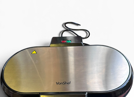 VonShef Double Waffle Maker – 1200W Waffle Machine with Non-Stick Plates - USED