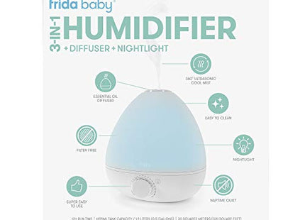 Fridababy 3-in-1 Cool Mist Humidifier with Diffuser & Nightlight – White
