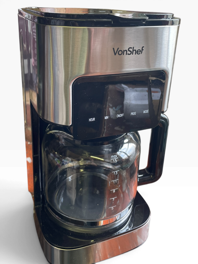 VonShef 1.5L Filter Coffee Machine, 12 Cup Drip Coffee Maker - USED