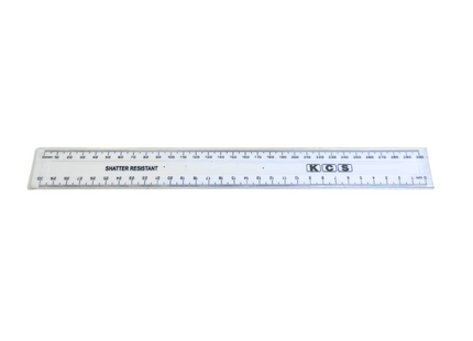 Pack of 10 shatter resistant clear plastic rulers 30cm (12 Inch)