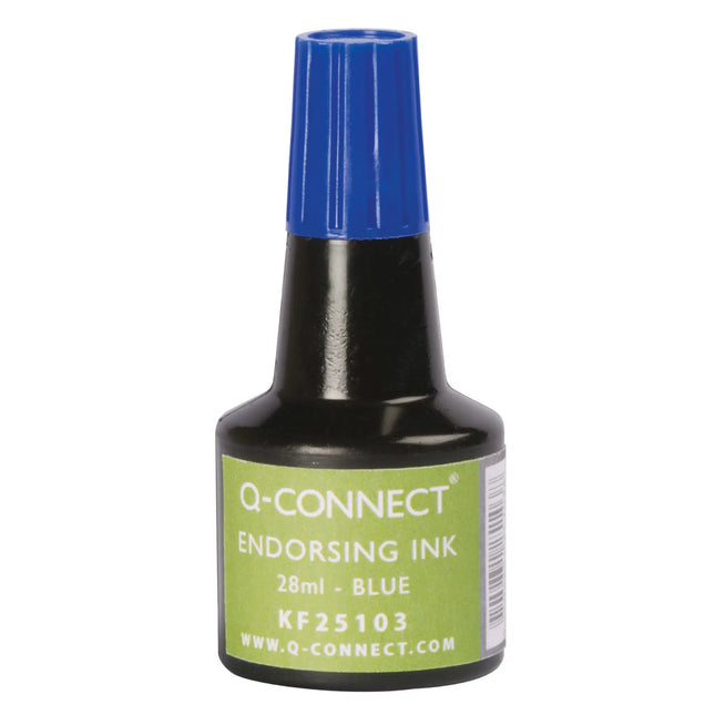 Q-Connect Endorsing Ink – Blue, 28ml Bottle (KF25103)