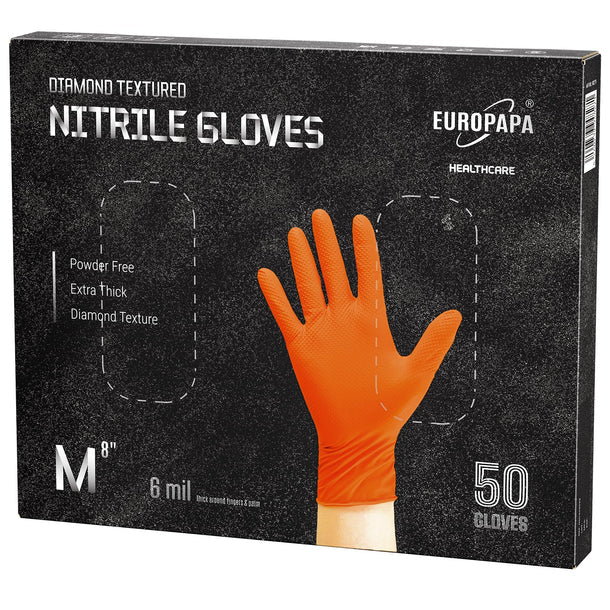 EUROPAPA DiamondGrip Extra Thick Nitrile Work Gloves – 50 Pack
