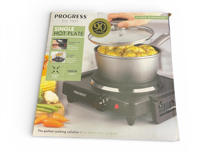 Progress Single Electric Hot Plate – Portable Tabletop Cooker, 1500W - Used