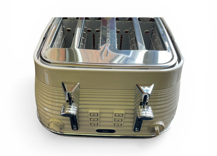 EGL Retro 4-Slice Toaster – Cream Finish, Dual Control, Wide Slots - Used