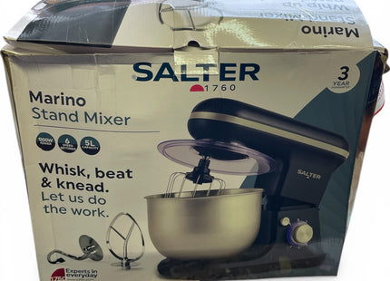Salter Marino Stand Mixer 5L – 1200W 6 Speed Kitchen Mixer with Attachments - Used
