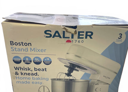 Salter Boston Stand Mixer 5L – 1300W 8 Speed Kitchen Mixer with Attachments