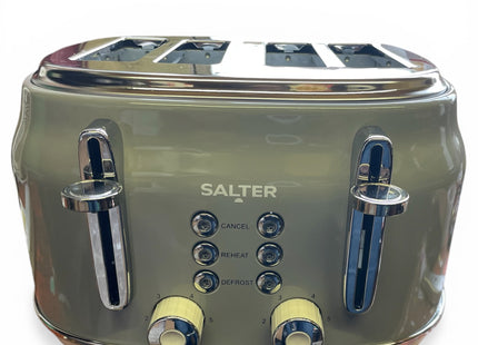 Salter Retro 4 Slice Toaster – Grey 1630W with Wide Slots & 6 Browning Levels - Used