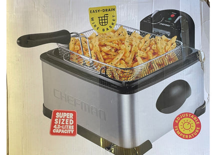 Chefman 4.3L Deep Fat Fryer 2000W – XL Stainless Steel Fryer - Used