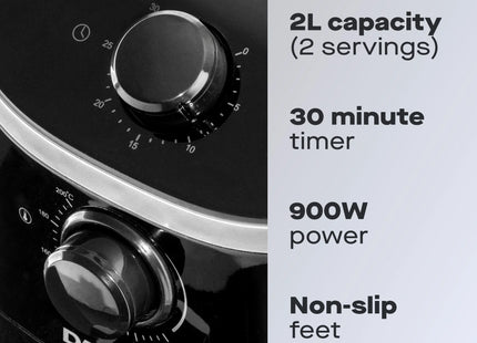 Daewoo 2L Compact Manual Air Fryer – 900W Single Drawer Healthy Cooker