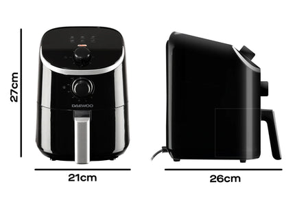 Daewoo 2L Compact Manual Air Fryer – 900W Single Drawer Healthy Cooker