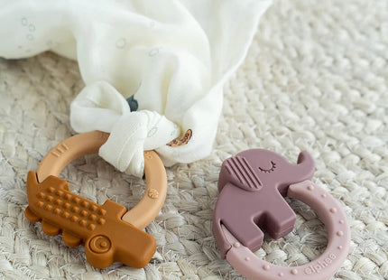 Done by Deer Deer Friends Silicone Teether 2-Pack – Elphee & Croco Mustard/Powder 3m+