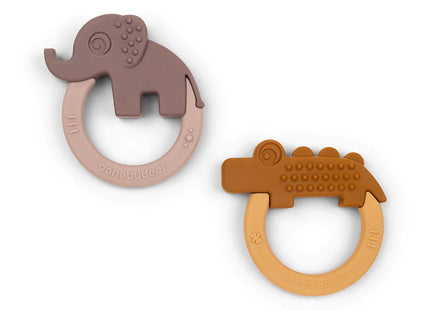 Done by Deer Deer Friends Silicone Teether 2-Pack – Elphee & Croco Mustard/Powder 3m+