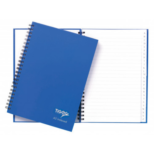 Tiger A5 Twin Wire Indexed Notebook – 72 Sheets, Blue