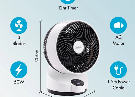 VonHaus Air Circulator Cooling Fan with Remote Control, 3 Speeds & 12-Hour Timer
