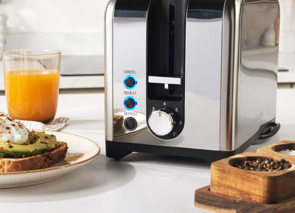 Salter Stainless Steel 2 Slice Toaster – Silver, Wide Slots, 7 Browning Levels