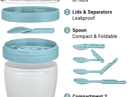 Crystalia To Go 650ml Muesli & Yoghurt Cups with Spoons – 2 Pack