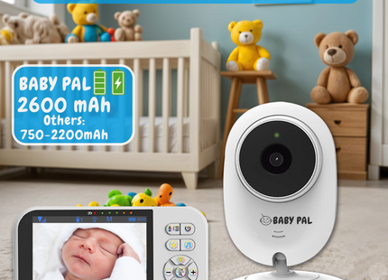 BABY PAL Video Baby Monitor 3.5" LCD – No WiFi, 2600mAh Battery & 4-Camera Support
