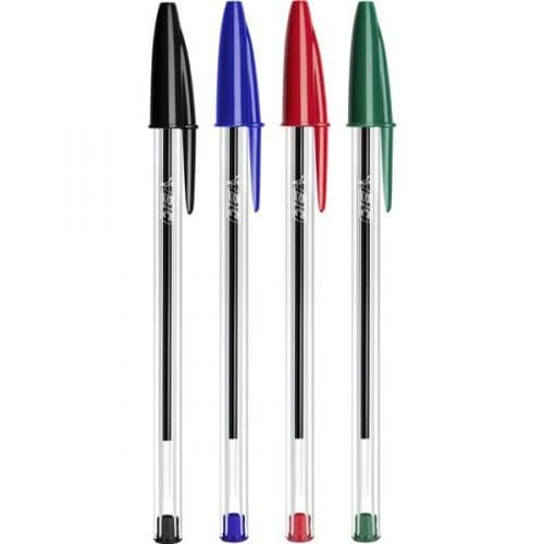 BIC Cristal Medium Ballpoint Pens – Pack of 4 (Writes up to 2x More)