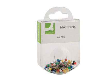 Q-Connect Map Pins – Assorted Colours, 20mm Length (Pack of 60)