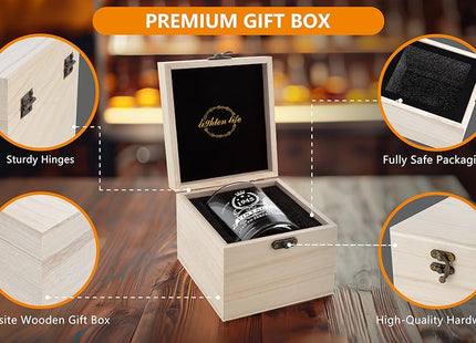 LIGHTEN LIFE Birthday Whiskey Glass Gift Set – 1945 Vintage with Wooden Box