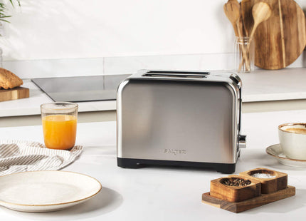 Salter Stainless Steel 2 Slice Toaster – Silver, Wide Slots, 7 Browning Levels