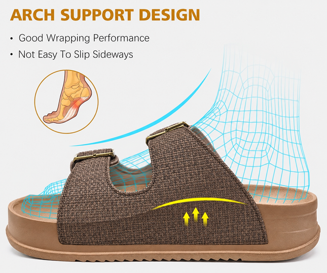 KuaiLu Women's Arch Support Double Buckle Sandals UK 8 – Dark Brown