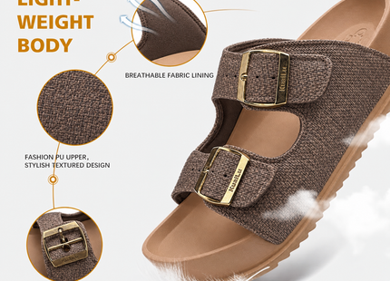 KuaiLu Women's Arch Support Double Buckle Sandals UK 8 – Dark Brown