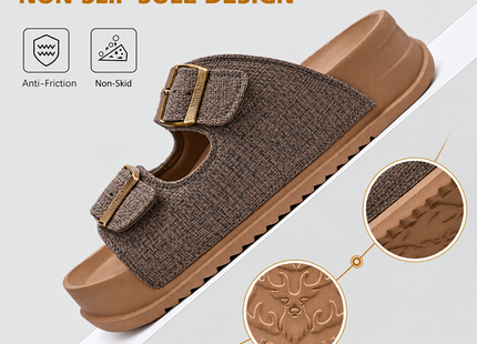 KuaiLu Women's Arch Support Double Buckle Sandals UK 8 – Dark Brown