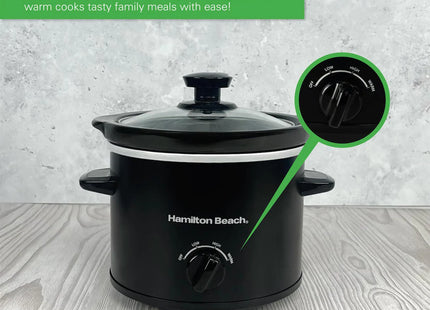 Hamilton Beach 1.8L Mini Slow Cooker, 90W Compact Cooker Black
