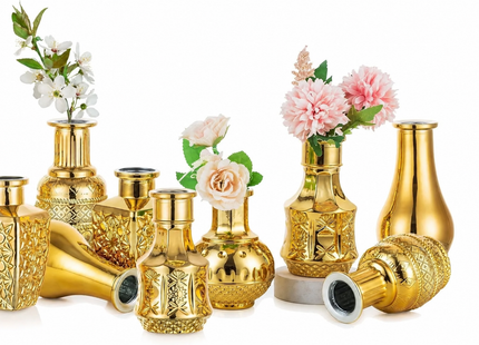NUPTIO Gold Glass Bud Vases Vintage Flower Vase Set – Small Vase Set