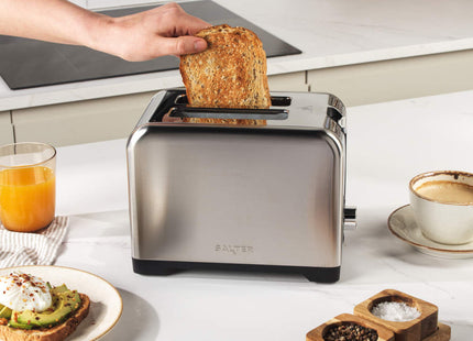 Salter Stainless Steel 2 Slice Toaster – Silver, Wide Slots, 7 Browning Levels