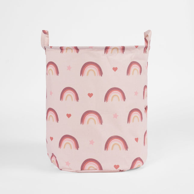 OHS Rainbow Print Storage Basket Blush Pink – Large Nursery & Laundry Storage Basket