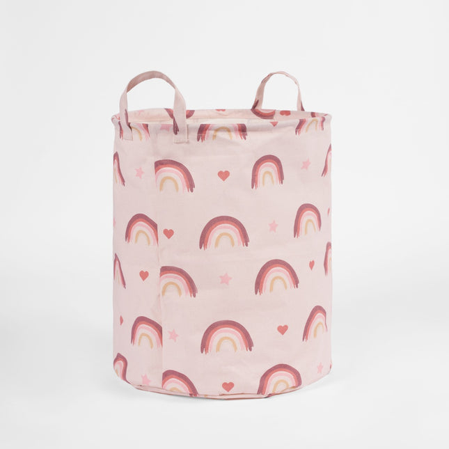 OHS Rainbow Print Storage Basket Blush Pink – Large Nursery & Laundry Storage Basket