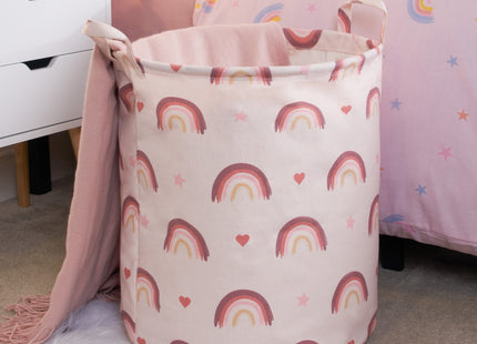 OHS Rainbow Print Storage Basket Blush Pink – Large Nursery & Laundry Storage Basket
