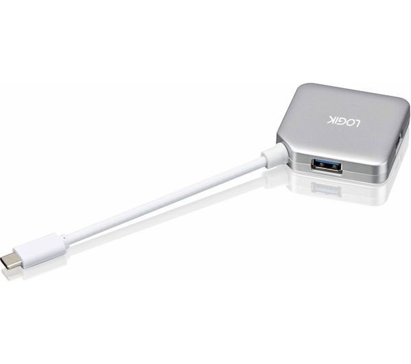 LOGIK L4HUBC23 4-Port USB-C Hub – USB 3.2 Adapter for PC & Mac with 5Gbps Transfer
