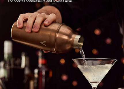 VonShef Manhattan Copper Cocktail Shaker Set – 5 Piece Stainless Steel Bar Kit
