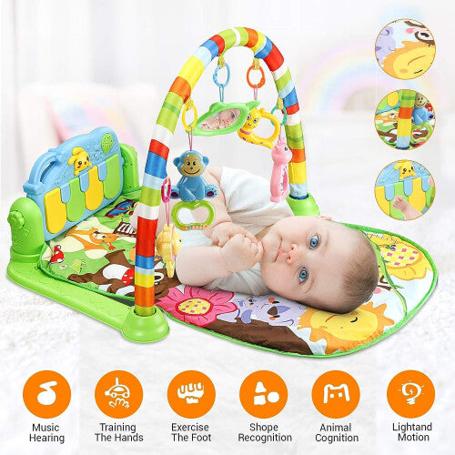 Luchild Baby Piano Gym Activity Play Mat with 5 Toys – 0+ Months