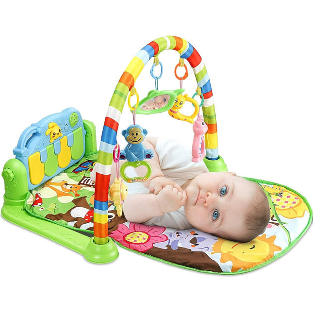 Luchild Baby Piano Gym Activity Play Mat with 5 Toys – 0+ Months
