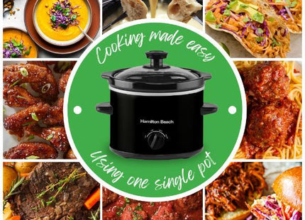 Hamilton Beach 1.8L Mini Slow Cooker, 90W Compact Cooker Black