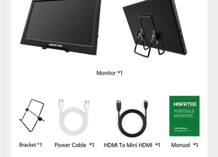 HGFRTEE 11.6" Portable Gaming Monitor HDMI USB-C 1366x768 – Black