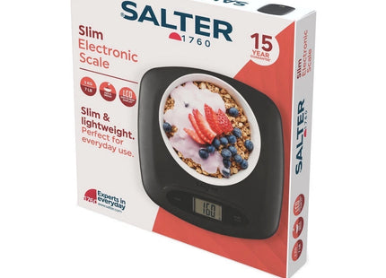 Salter Slim Electronic Kitchen Scale 3kg Digital Food Scale with Add & Weigh Function Black