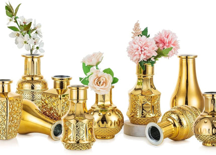 NUPTIO Gold Glass Bud Vases Vintage Flower Vase Set – Small Vase Set
